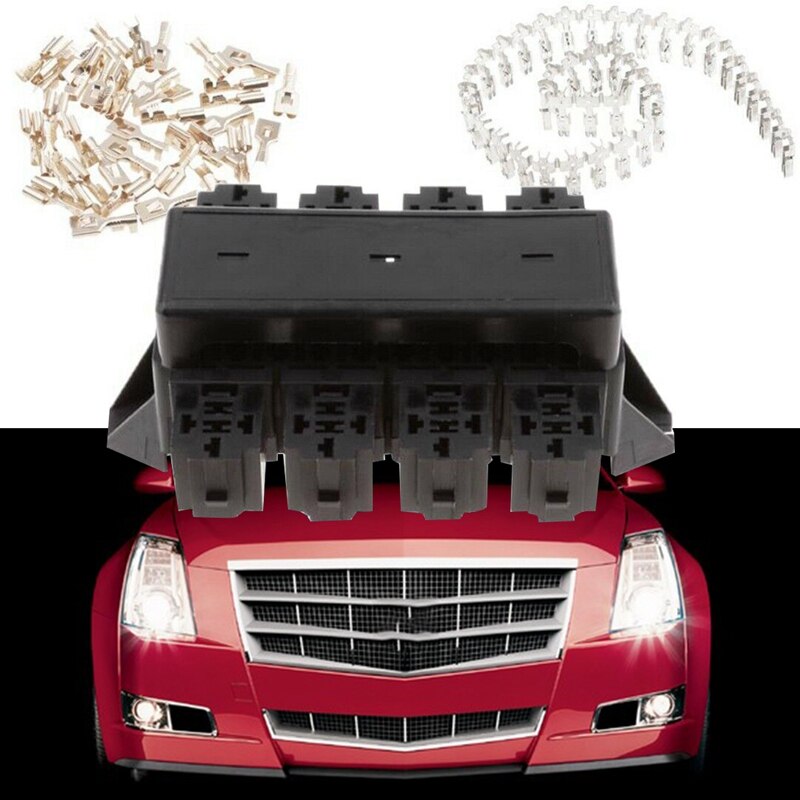 Black Car 20-Way Blade Fuse Holder 8-Way Relay Socket Fusebox Distribution Block Circuit Breaker Automotive Relay Fuse Holde