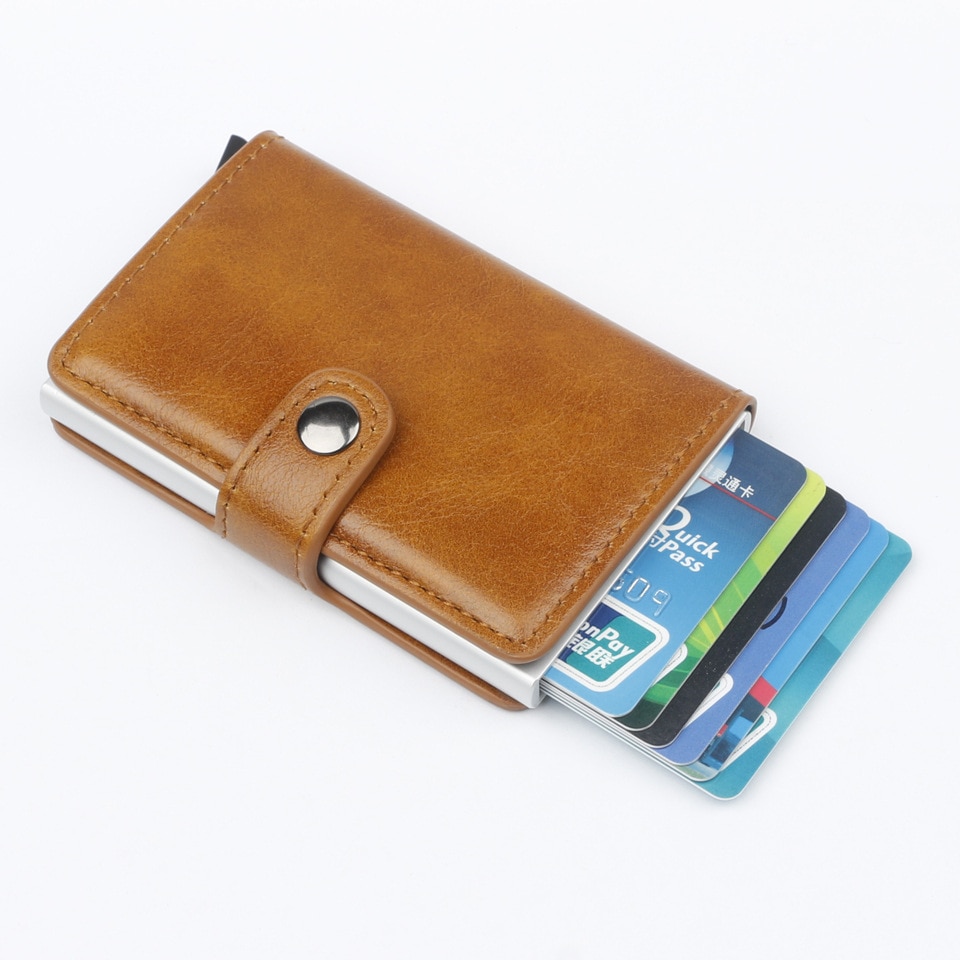 Automatic Wallet Aluminum Alloy Card Case Anti-Degaussing Anti-Theft RFID Aluminum Bank Credit Card