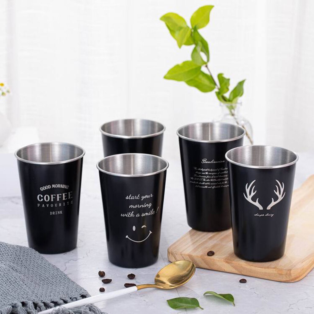 Stainless Steel Travel Unbreakable Beer Mug Shatterproof Ice Water Beverage Wine Drinks Cup 500ml Cold Drink Cup Party Mugs