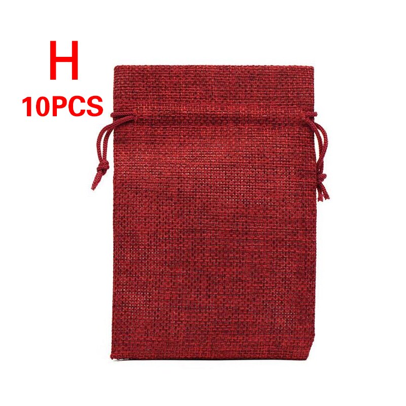 10Pcs Linnen Trekkoord Tassen Bundel Pocket Katoen Opbergzakken Voor Christmas Verpakking Tassen Linnen Trekkoord Zak Decoratie: 8X10cm / 08
