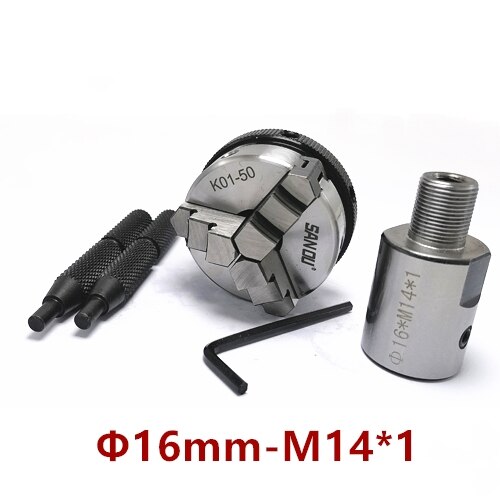 Sanou K01-50 chuck 50mm 2" LATHE Chuck three Jaw Manual mini Self-Centering Chuck Connecting rod Connector for CNC M14 adapter: K01-50-16mm