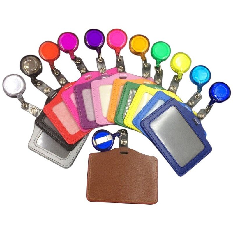 Business Badge Transparent Card Holder Bag PU Women Employee Transparent Card Cover Student PU Leather ID Name Card Holder Bags