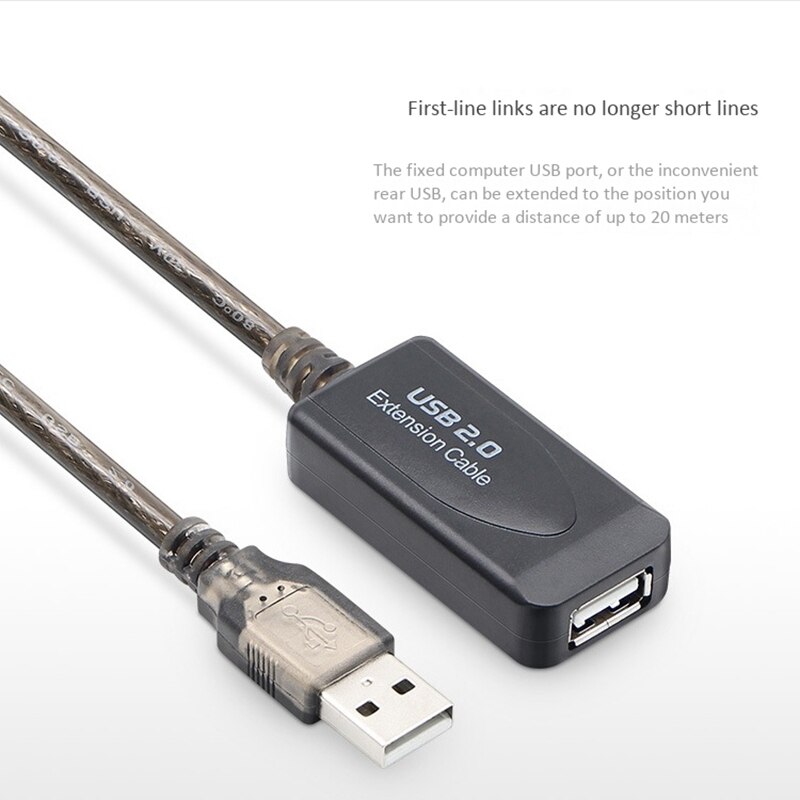 480Mbps USB2.0Extension Kabel Met Versterker 10M Usb Signaalversterking Verlengkabel Draadloze Netwerkkaart Extender