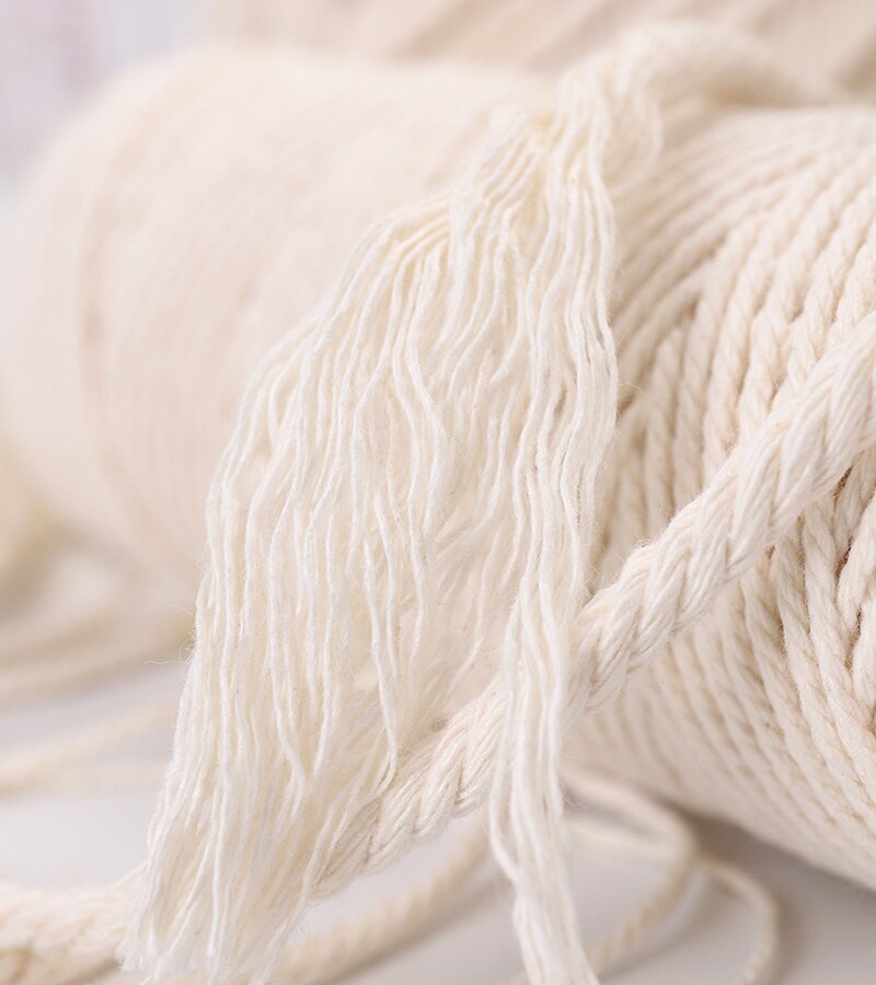 4mm Macrame Rope Twisted String Cotton Cord For Handmade Pure white Rope DIY Home Wedding Accessories