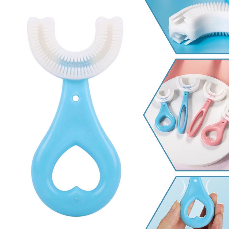 Spazzolini da denti a forma di U in Silicone con manico spazzola per la cura orale per 2-12 anni spazzolini da denti manuali a forma di U all&#39;ingrosso