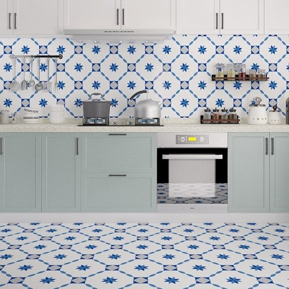 10 stuks behang muurstickers badkamer keuken antislip vloertegels waterdichte stickers achtergrond muurdecoratie muurstickers: C