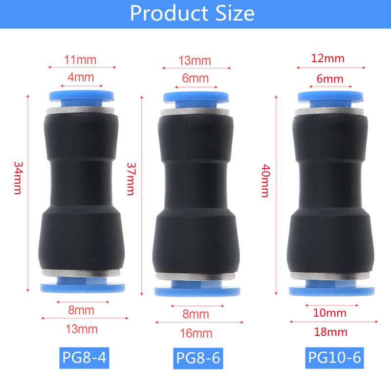 Conector de tubo neumático, accesorios rápidos de aire, acoplador de manguera de empuje de agua, 10 piezas, 4mm, 6mm, 8mm, 12mm, 14mm