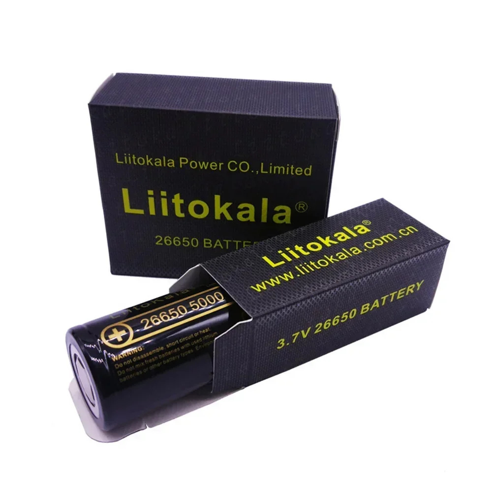 LiitoKala 3.7V 26650 5000mah Li-ion Rechargeable Battery For Strong Flashlight, Power batteries 20A Discharge Capacity