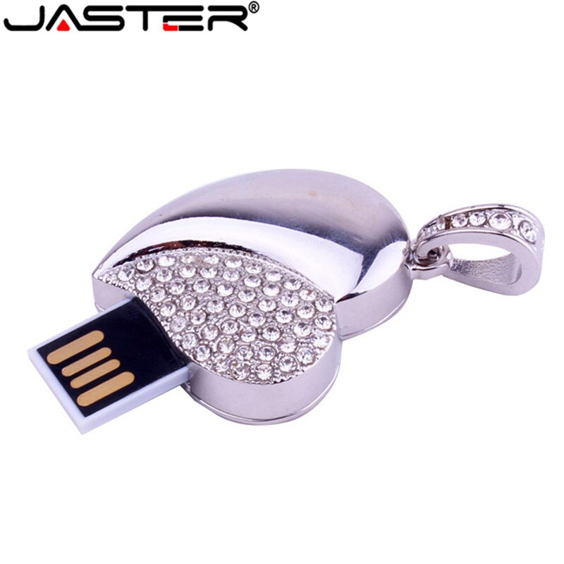 Jaster Crystal Diamond Liefde Hart Usb Flash Drive Memory Stick Harten Met Ketting Pendrive 4Gb 8Gb 16Gb 32Gb
