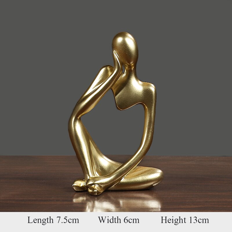 Thinker Statue Abstract Figure Sculpture Small Ornaments Resin Statue Home Crafts Modern Interior Decoration home accessorie: H