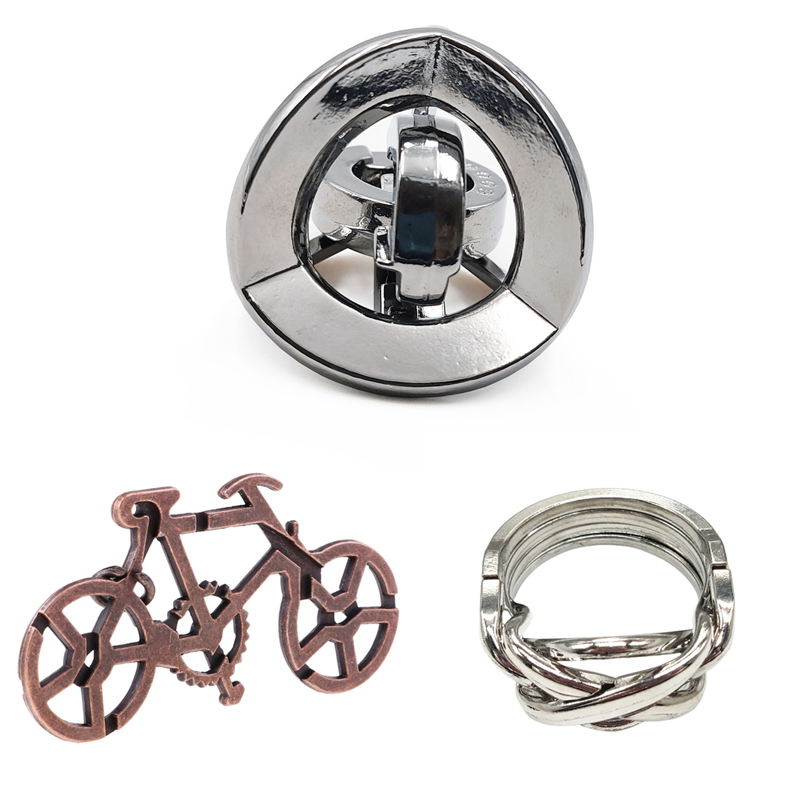 Rompecabezas De Metal rompecabezas 3 uds conjunto Casse Tete Difficile Rompecabezas IQ prueba juegos mágicos juguetes para niños adultos Juegos De Ingenio: Azul