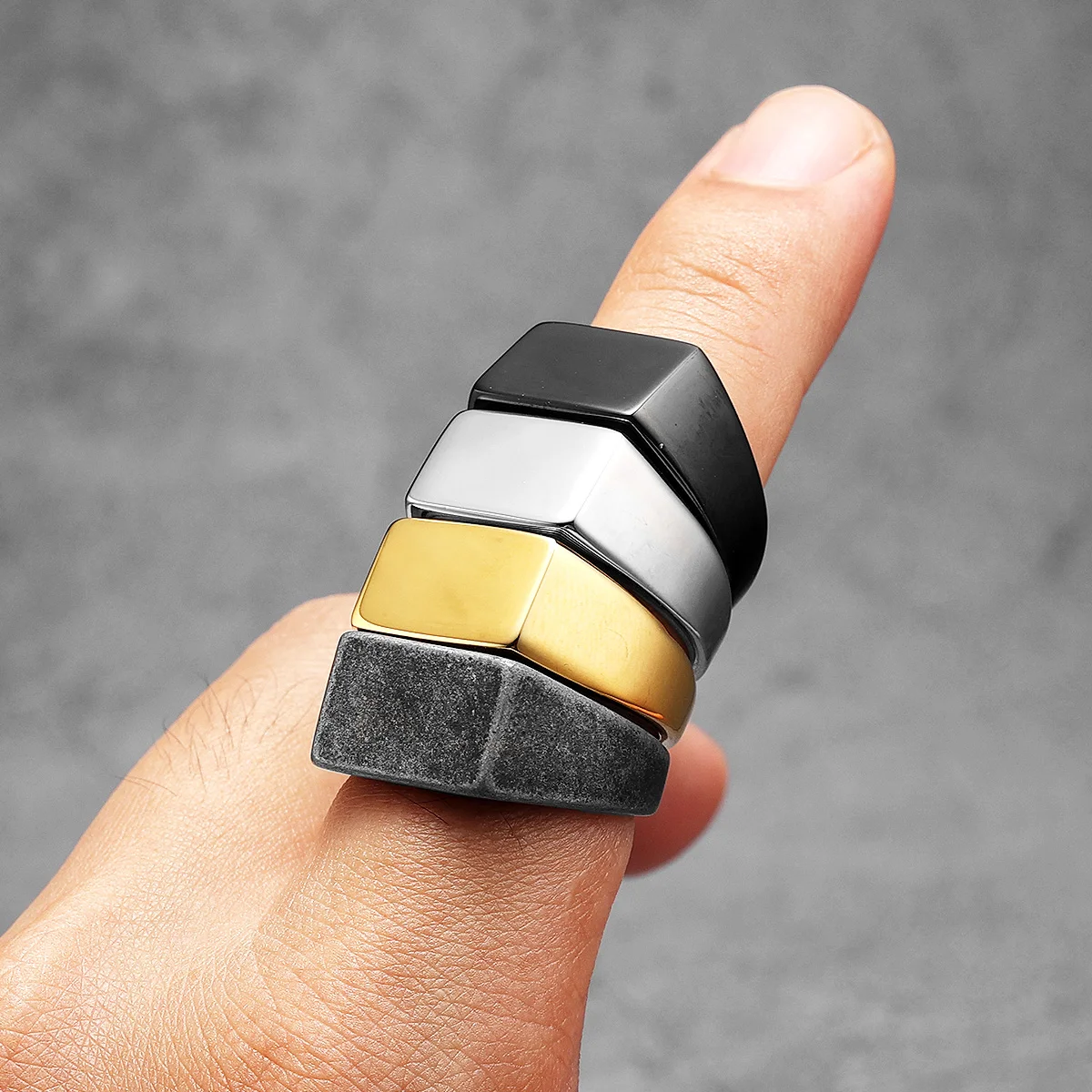 Minimalistische Rechthoek Graveren Mannen Ringen Rvs Vintage Eenvoudig Nieuw In Vrouwen Sieraden Mode Accessoires Cadeau