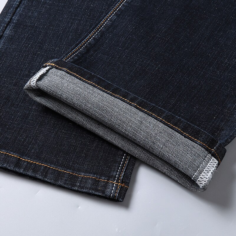 Talvi mies farkut business casual farkkuhousut miesten siniset suorat farkut joustavat housut iso koko 29-35 38 40 42 44