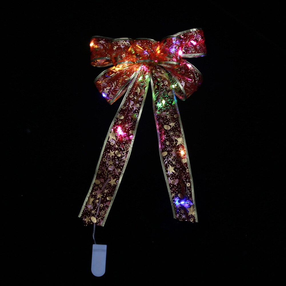 Nœud papillon de noël imprimé brillant avec lumières LED, ornements d&#39;arbre de noël, nœuds de ruban, de noël, décoration nouvel an: 6