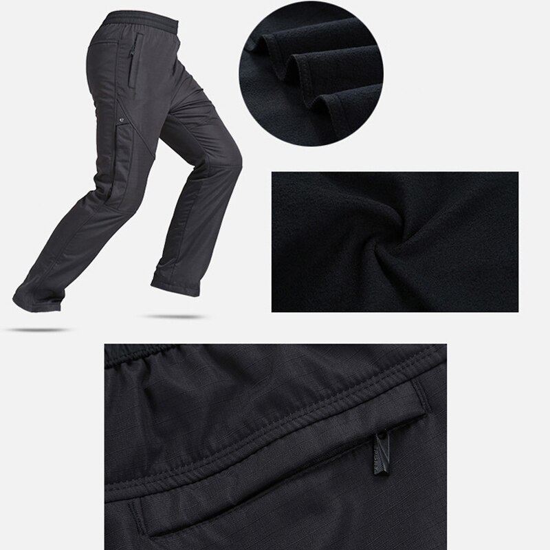 TRVLWEGO Men's Windproof And Thickened Warm Couple's Outdoor Trekking Pants Soft Shell Mountaineering Fleece Pants Women's Liner