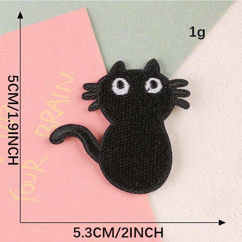 Parches bordados Para Ropa gatos lindos negro hierro en niños coser Parches Para Ropa Infantil Naszywki chaqueta Bordado Mochila Diy: Opaco