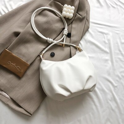 Elegante Vrouwelijke Cloud Tas Zachte Pu Lederen Schoudertas Crossbody Tassen Vrouwen Handtas Ins Geplooide Oksel: white
