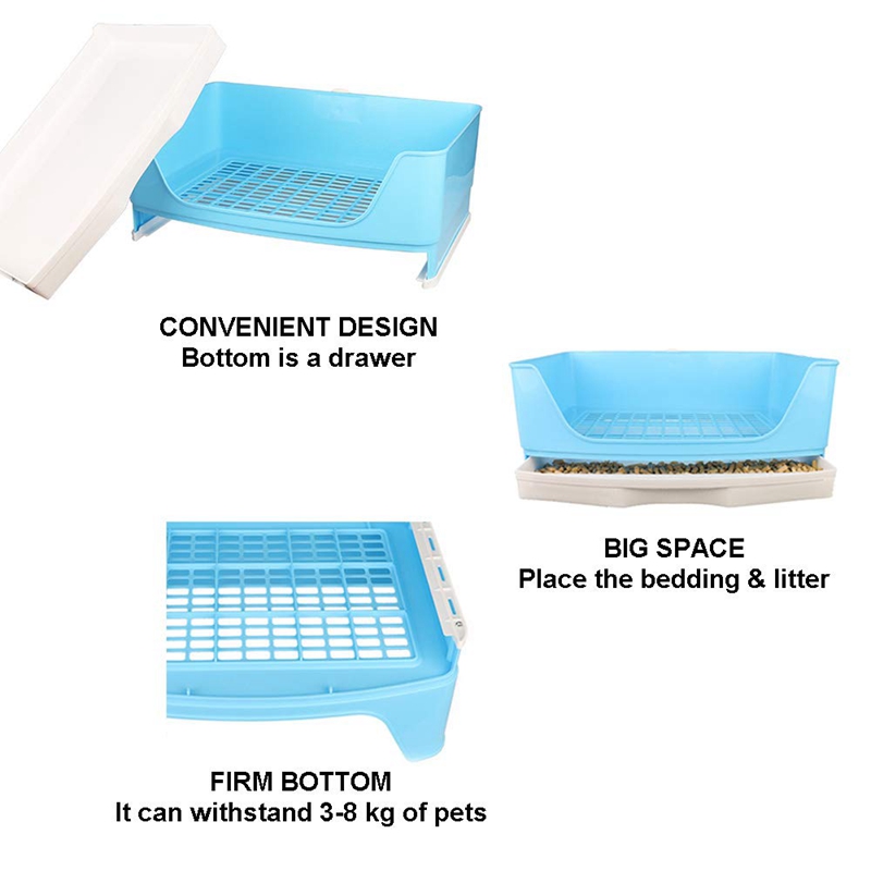 Duża kuweta królika z szufladą, narożna skrzynka toaletowa z rusztem trener nocnik, większa patelnia dla dorosłych świnek morskich, Chinchill