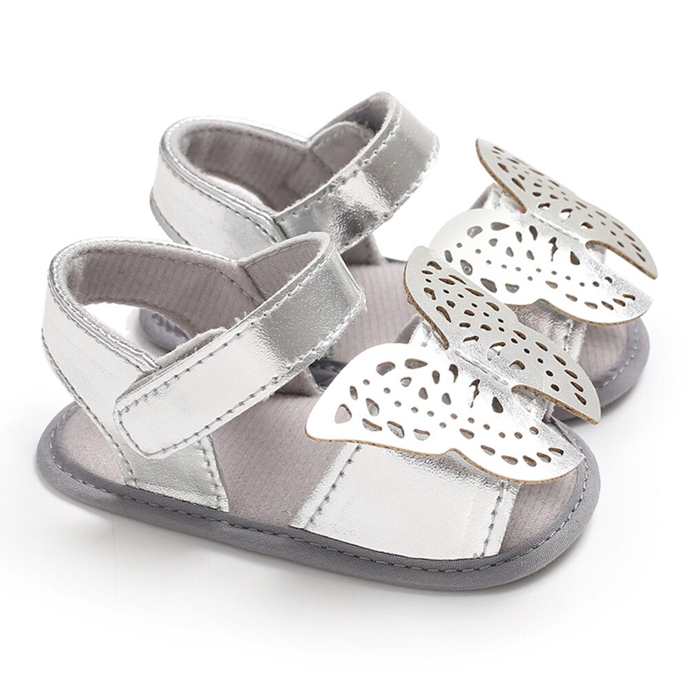 Emmababy Girl Sandals Summer Cute Toddler Baby Girls Sandals Anti-Slip Soft Sole Sandals Princess Shoes: Silver / 13-18 Months