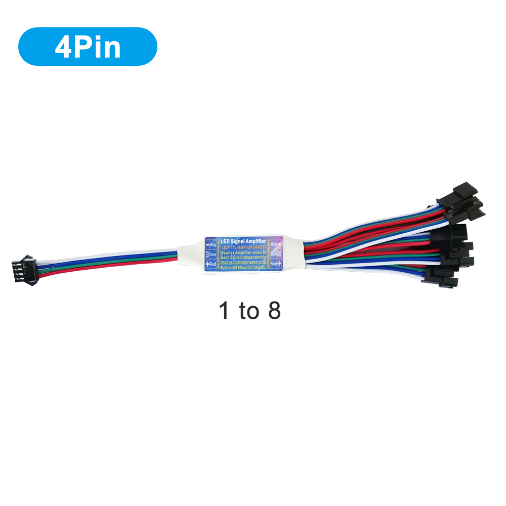 LED TTL Signal Amplifier Repeater Controller 2 In 1 For WS2812B WS2811 WS2813 WS2815 SK6812 3Pin 4Pin RGB Addressable LED Strip: Lilac Colour / 44