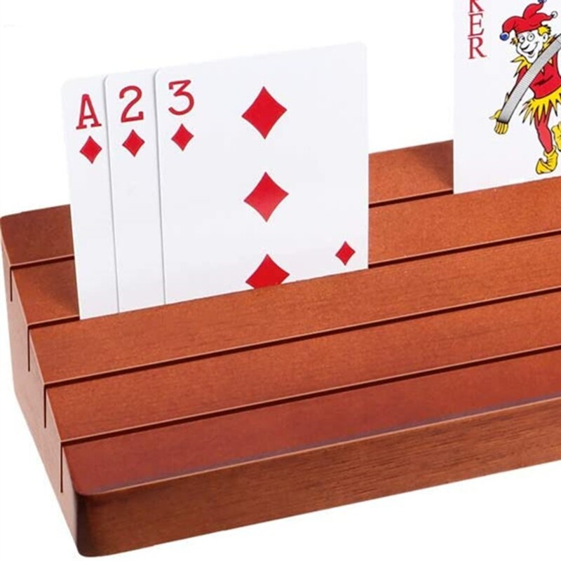 Träkortshållare poker rack brickor för att organisera kort på festspel rummy match