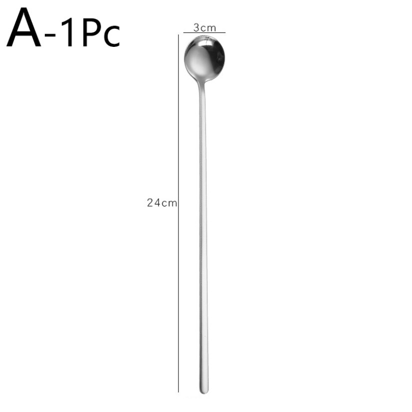 Coffee Tea Stirring Spoon Stainless Steel Dessert Bar Spoon Long Handle Milk Ice Cream Spoon Golden Tableware Household Utensils: 1