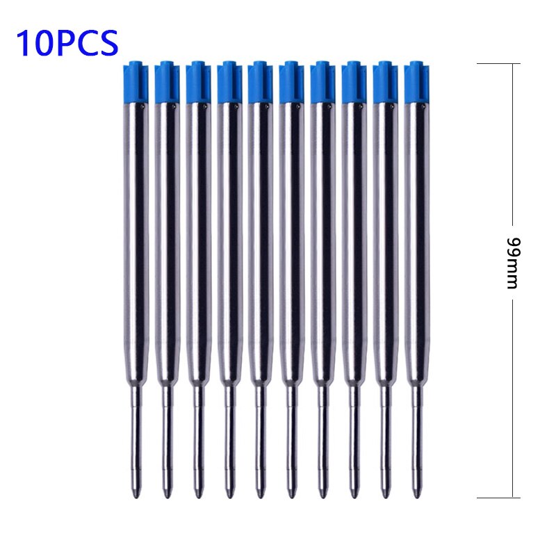 Recharges de stylos en métal remplaçables de 9.8cm, 10 pièces, 0.7mm, stylo à bille spécial de bureau, tiges de recharge pour écriture, papeterie de bureau: 10Pcs Blue