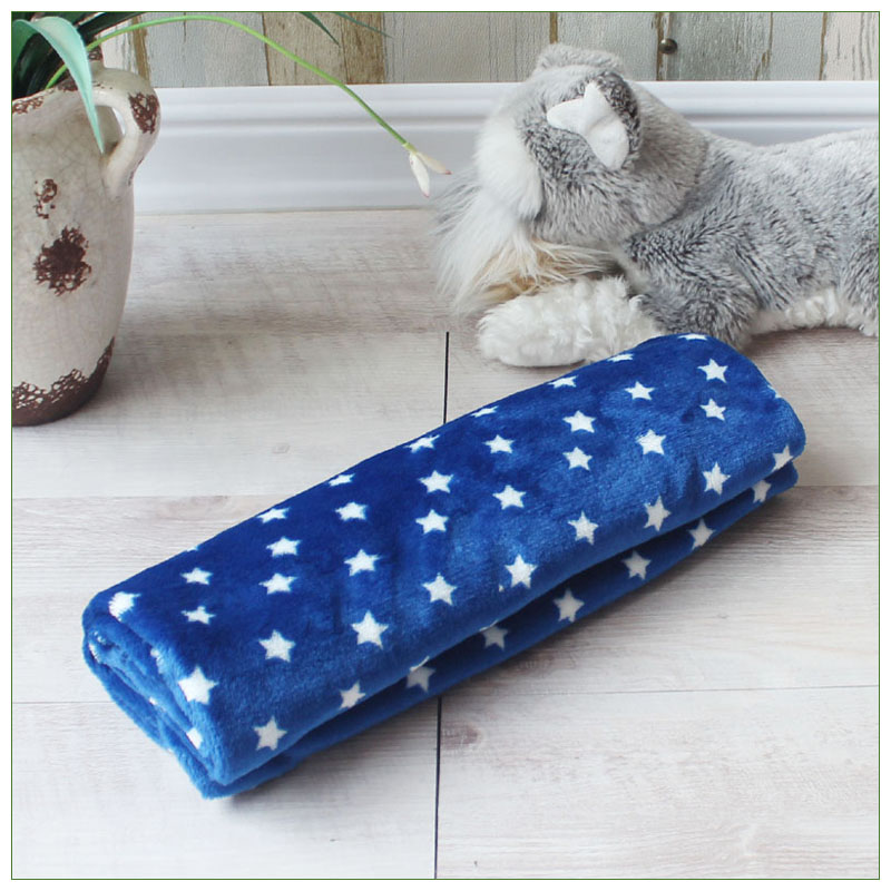 Zachte Huisdier Deken Warm Hond Kat Mat Fleece Pet Puppy Deken Handdoek Kleine Medium Grote Honden Katten Slapen Sofa Cover dierbenodigdheden: Blue stars / 90x70cm