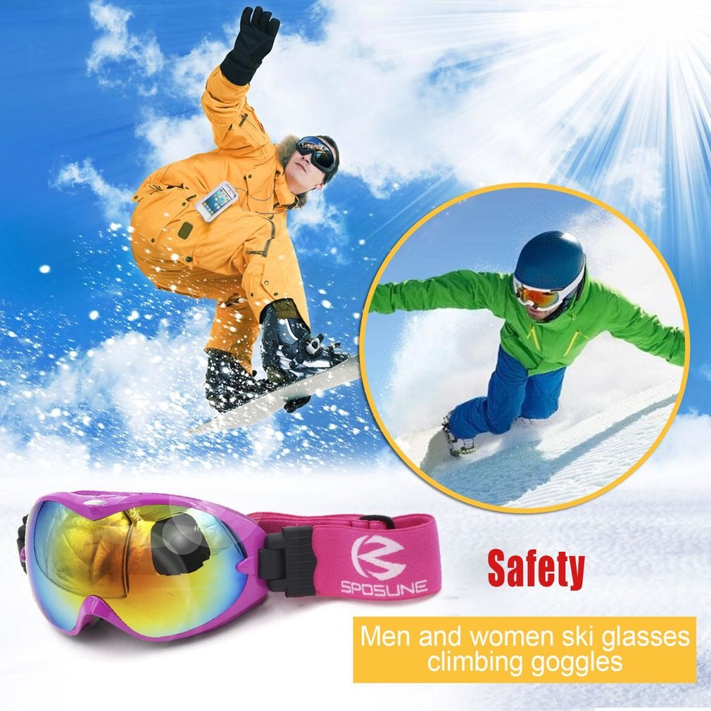 SPOSUNE Men Women Skiing Goggles Mountaineering Goggles Double Layers Anti-Fog Windproof Goggles Snow Mask Glasses