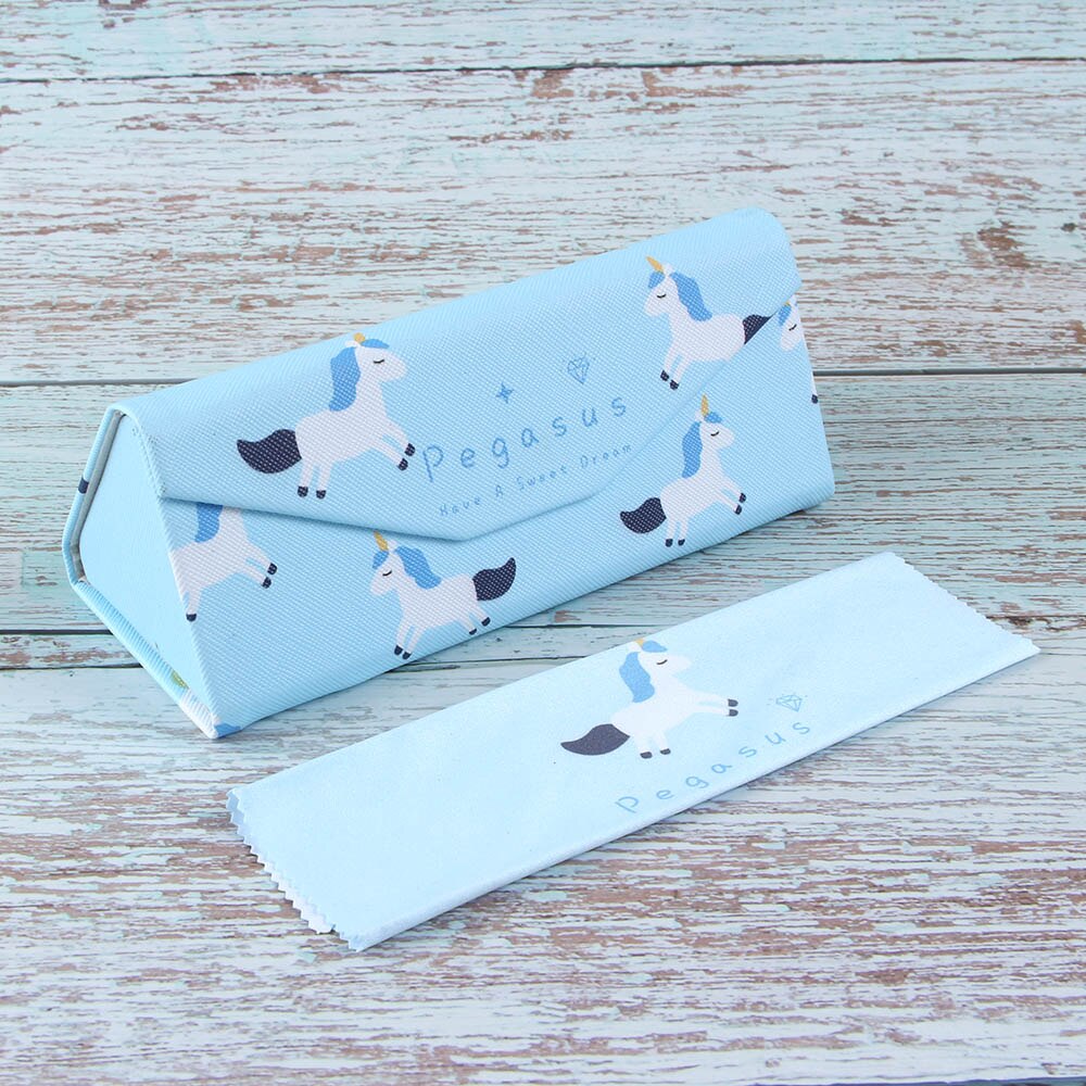 Novedad en fundas bonitas de gafas de unicornio de para gafas, caja de gafas de sol plegable de , bolsa, Protector de gafas triangular portátil