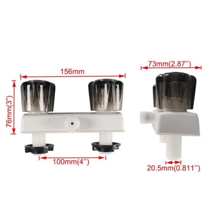 Duschkabin med dubbelreglering, blandarventil och kallvattenkran, husbilstillbehör för husvagn, husbil