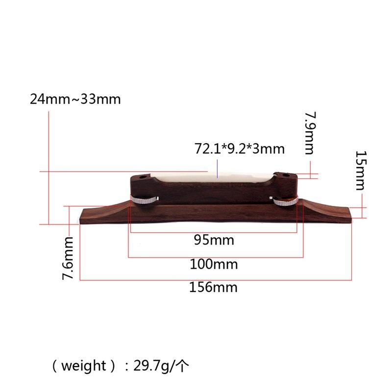 Archtop Guitar Rosewood Bridge with Bone Saddle Guitar Bridge Parts