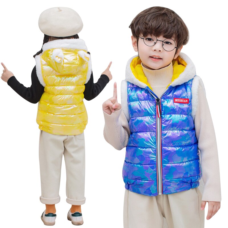 Baby Kleding Herfst En Winter Gewatteerde Down Vest Voor Baby Jongens En Meisjes Warm Vest Jas Met Konijn Oren Voor jongens En Meisjes