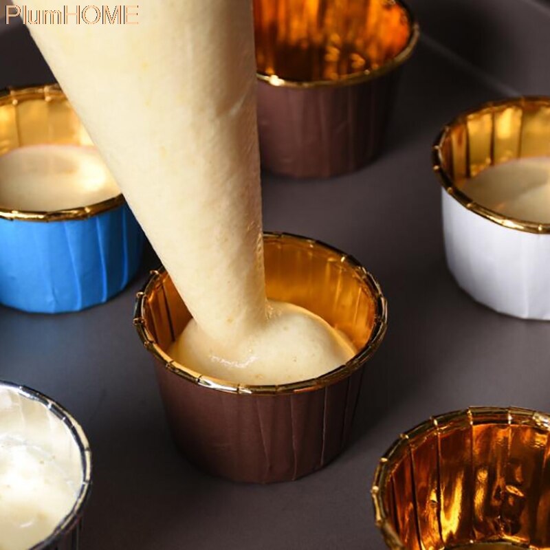 50Pcs Large 5039 Aluminum Foil Wrapper Paper Gold Cupcake Liner Baking Cup Muffin Cupcake