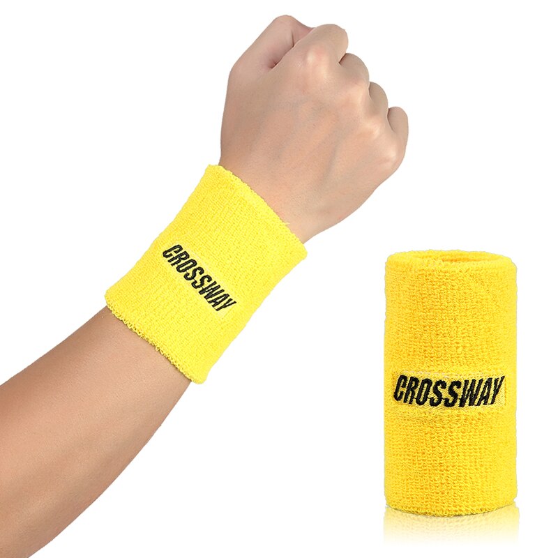 CROSSWAY-muñequera deportiva Unisex, muñequera deportiva de algodón con absorción de sudor para el brazo y la muñeca: yellow