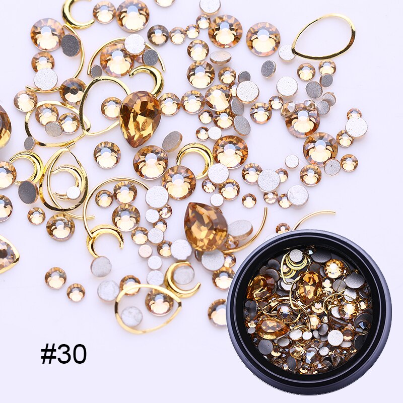 1 stk 3d negle rhinestones sten blandede farverige gør-det-selv-decals med neglebuede pincetkrystaller nail art gør-det-selv dekorationer