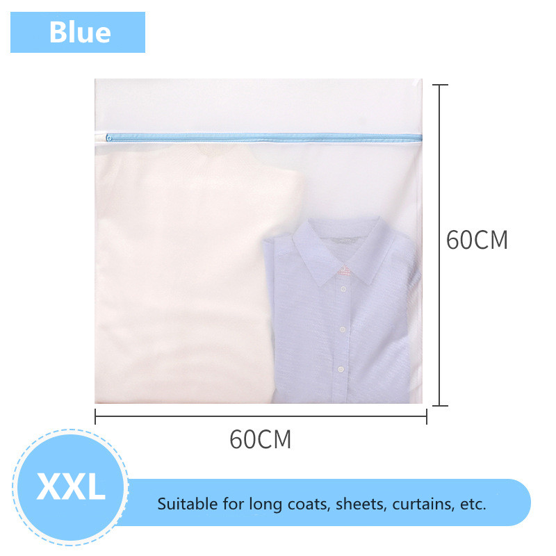Blue Zipper Mesh Wash Bags Household Washing Machine Bag For Laundry Underwear Bra Socks Dirty Clothes Organizer Laundry Baskets: XXL 60-60cm