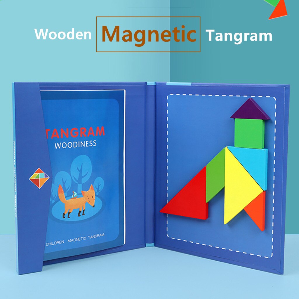 Kinderen Houten Magnetische Tangram Puzzel Reizen Game Educatief Boek Kinderen Speelgoed kinderen magnetische puzzel speelgoed Onderwijs