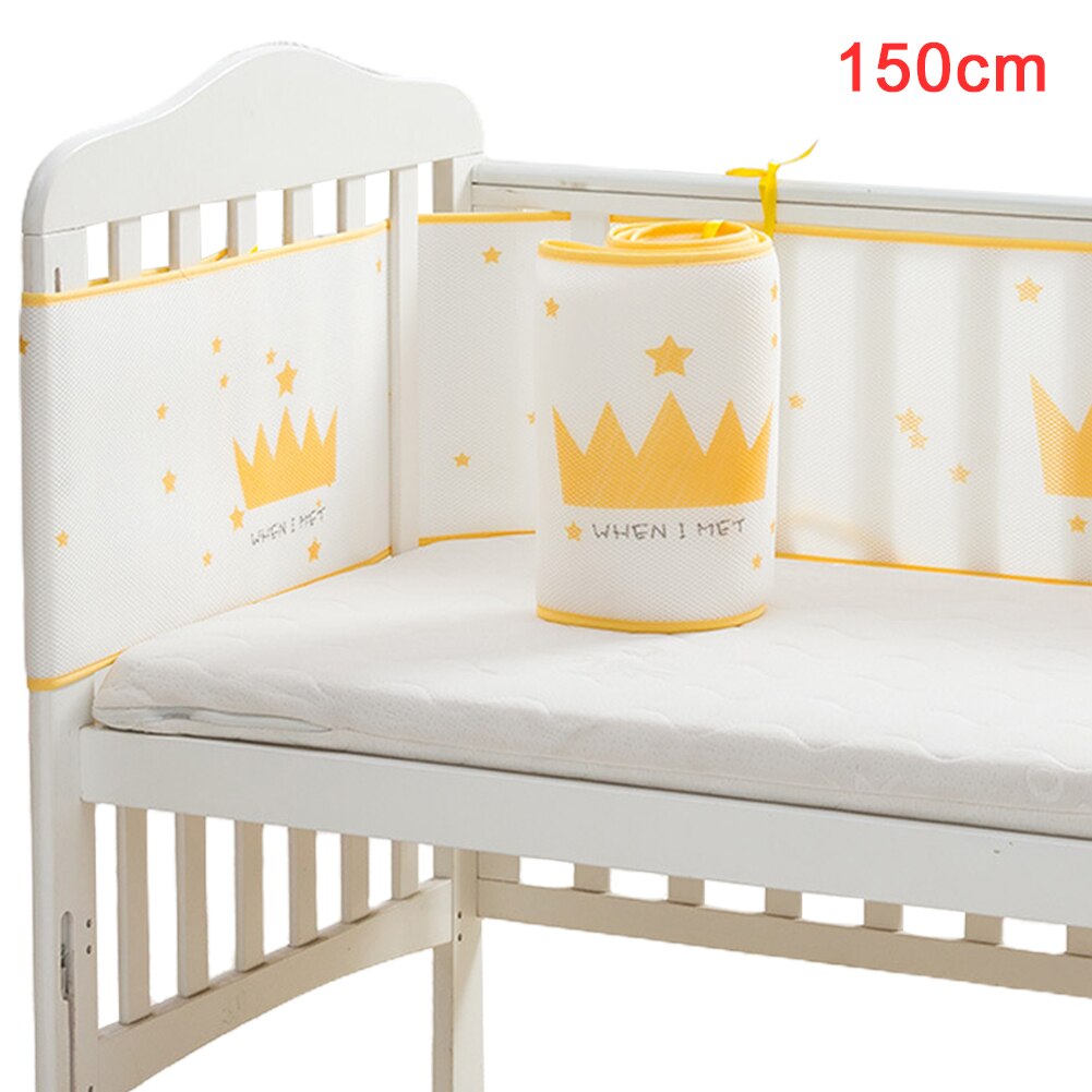Beskytter børnehave tegneserie trykt hjem blødt sengetøj tilbehør åndbart mesh soveværelse vaskbart sengetøj baby sikker krybbe kofanger: 1 150 x 28cm