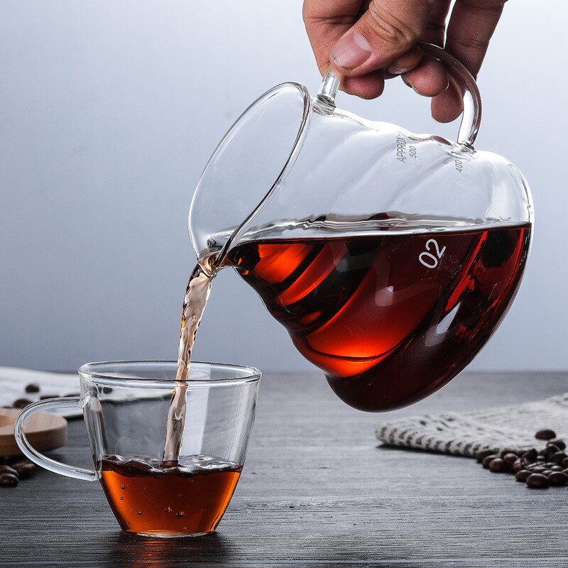 300ML/500ML/700ML supports en bois goutteur de café en verre et Pot ensemble style japonais V60 filtre à café en verre filtres à café réutilisables