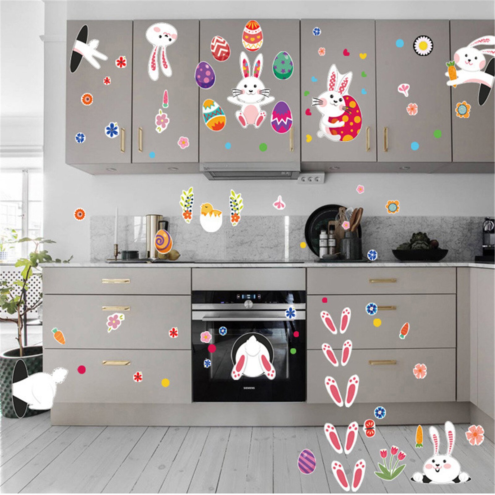 Easter Window Clings Decals Carrot Bunny Egg Window Sticker for Wall Door Decor Easter Party Home Decor Animal Sticker#30