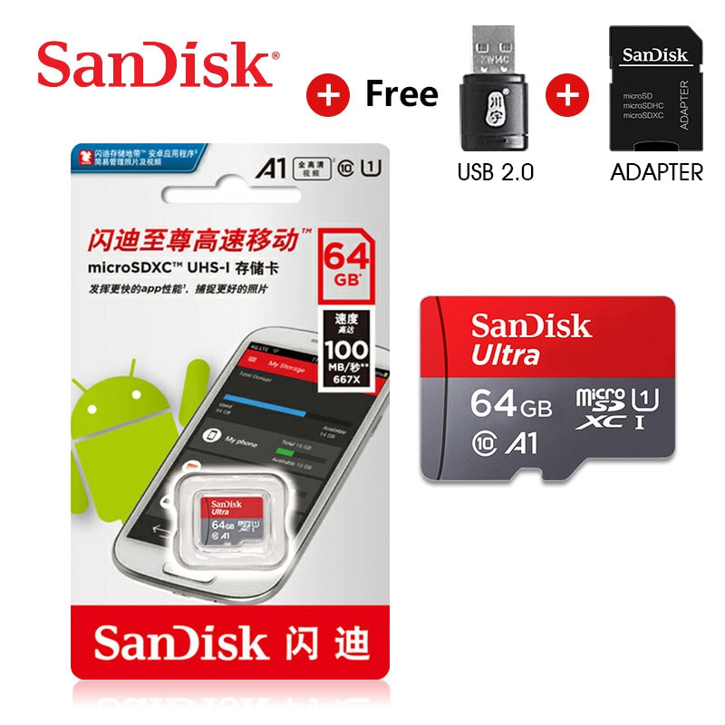 100% Original Sandisk C10 micro sd tf card 32gb 16gb memory card 64gb 128gb micro sd card 256gb cartao de memoria