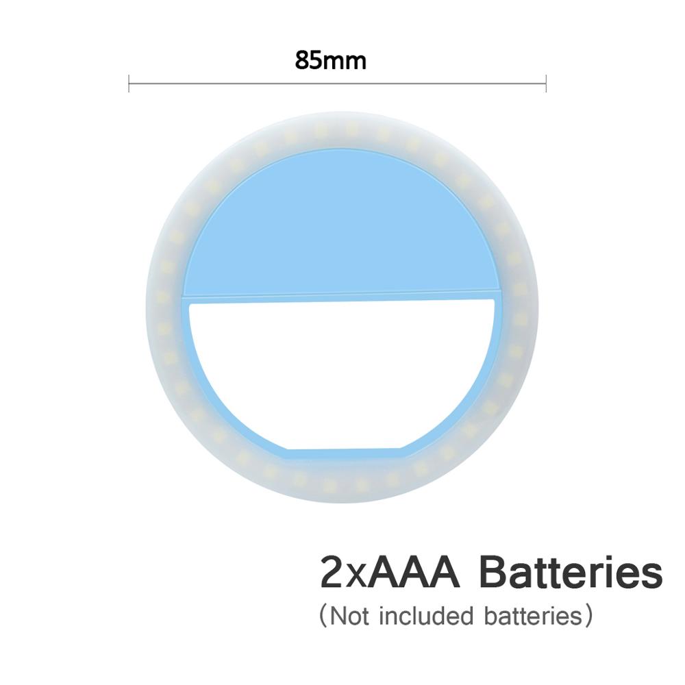 Led selfie ring nyhed lys ring klip til mobiltelefon fotolampe anel de luz para cellulær baggrundsbelysning til telefon: Blå aaa drevet