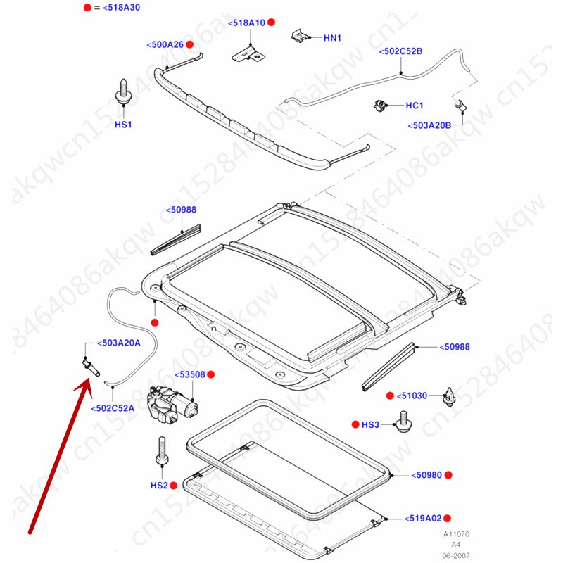 Skylight drain valve 2005Fo rd2008 Skylight water outlet valve Skylight hose Pilot valve Outlet valve Sunroof outlet valve