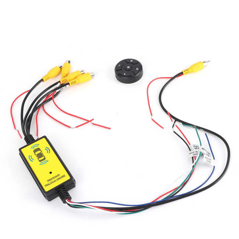 oto aksesuar car accessories 360 Degree Panoramic Video Switch Box 4‑In‑1‑Out Reversing Video Converter with Remote