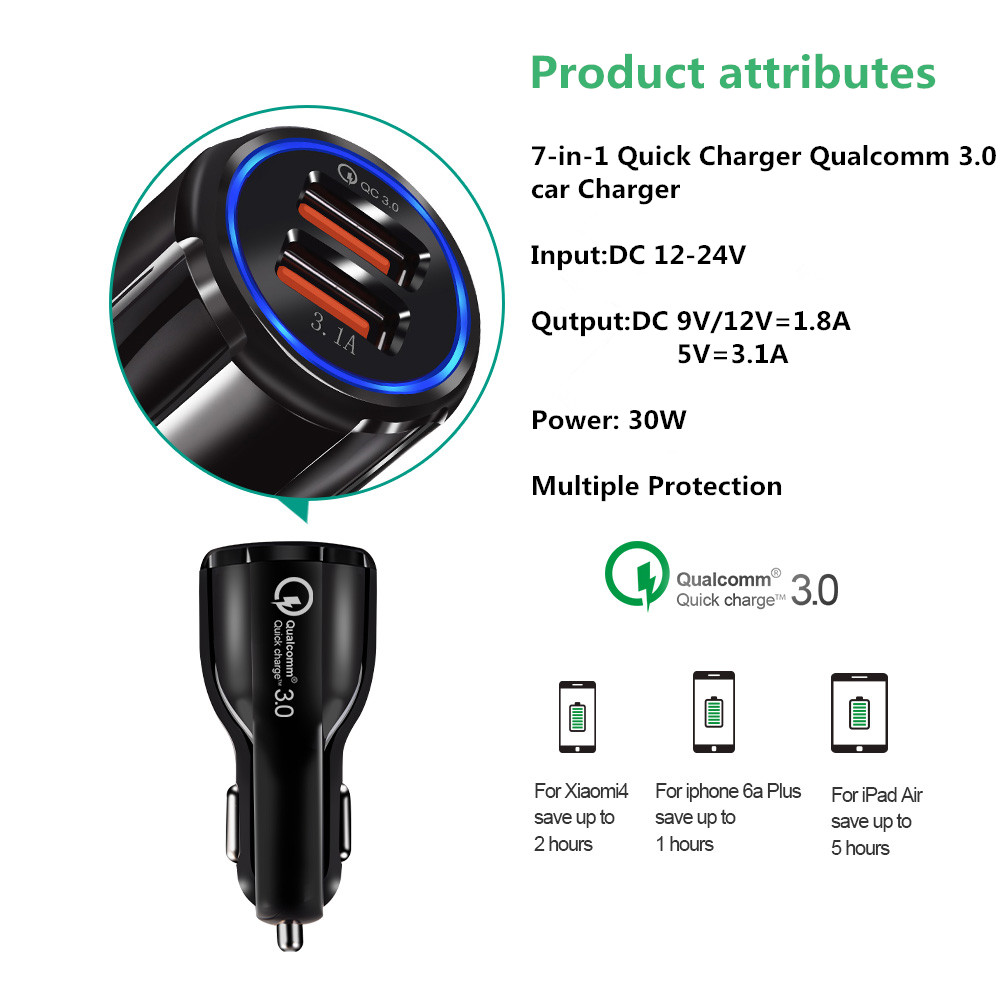 Auto Ladegerät VIKEFON USB Auto Ladegerät Dual schnell aufladen 3,0 QC 3,0 praktisch Schnelle Ladegerät für iPhone Samsung Xiaomi Auto-Ladegerät