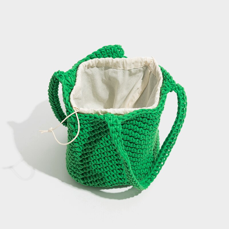 Mabula häkel-schultertaschen für damen, umweltfreundliche, handgewebte beuteltaschen aus weicher baumwolle, schlicht und stilvoll, lässige tragetaschen