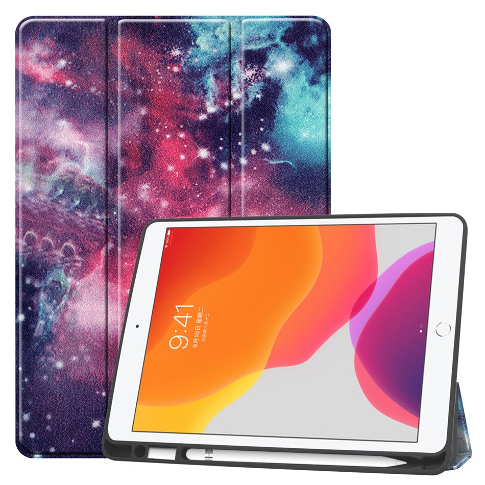 For iPad 7th 10.2" Case A2198 With Pencil Holder Stand Cover For iPad 10.2 Case Auto Sleep / Wake+Screen Protector+pen: YH