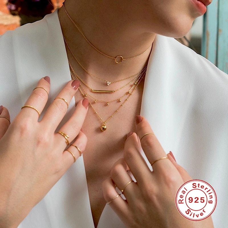 Solid 925 Sterling Silver Korean INS Choker Necklace For Woman Anniversary Valentine's Day Party Chain Necklaces Jewelry Collare