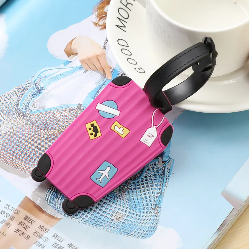 Vrouwen Mannen Label Koffer Tags ID Adres Houder Bagage Boarding Reisaccessoires Creatieve Vliegtuigen PU Lederen Bagagelabels: Zilver